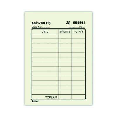 ADİSYON FİŞİ Küçük