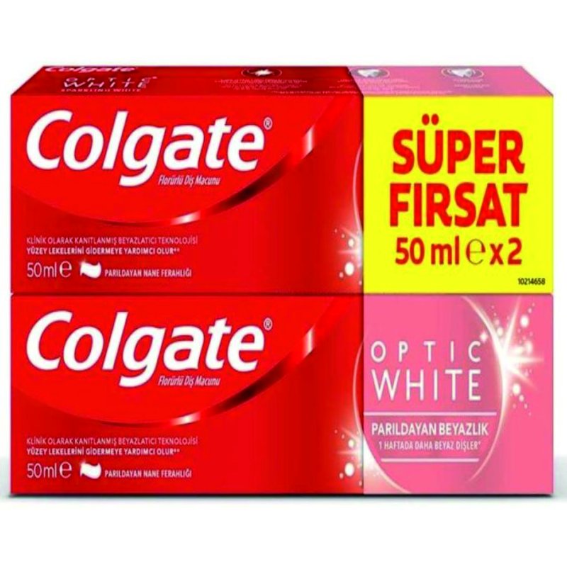 COLGATE DİŞ MACUNU OPTİK WHİTE 50+50ML İKİLİ